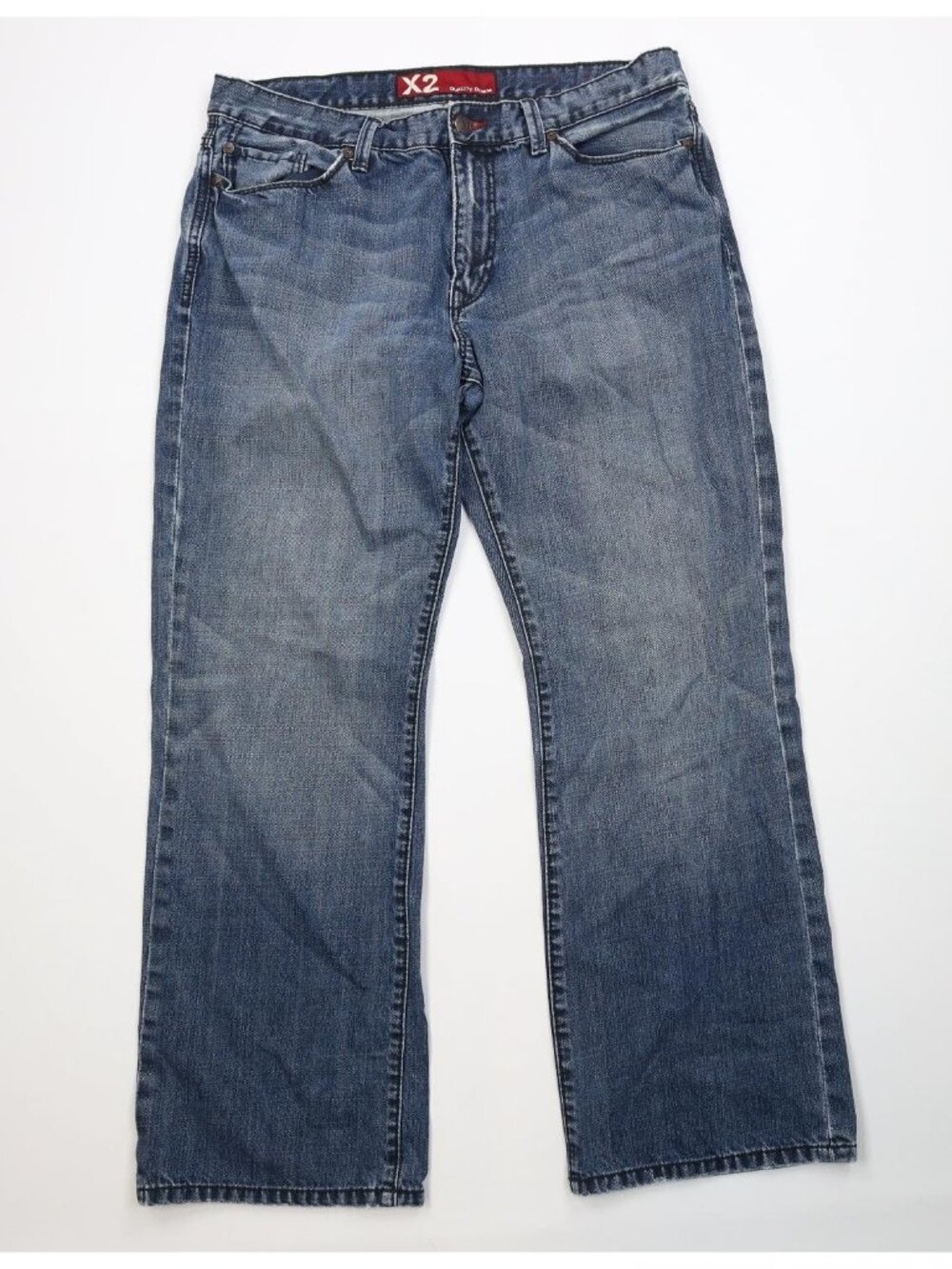 Vintage Y2K Express X2 Mens 36x32 Slim Low Rise Boot Cut Wide Leg Denim Jeans